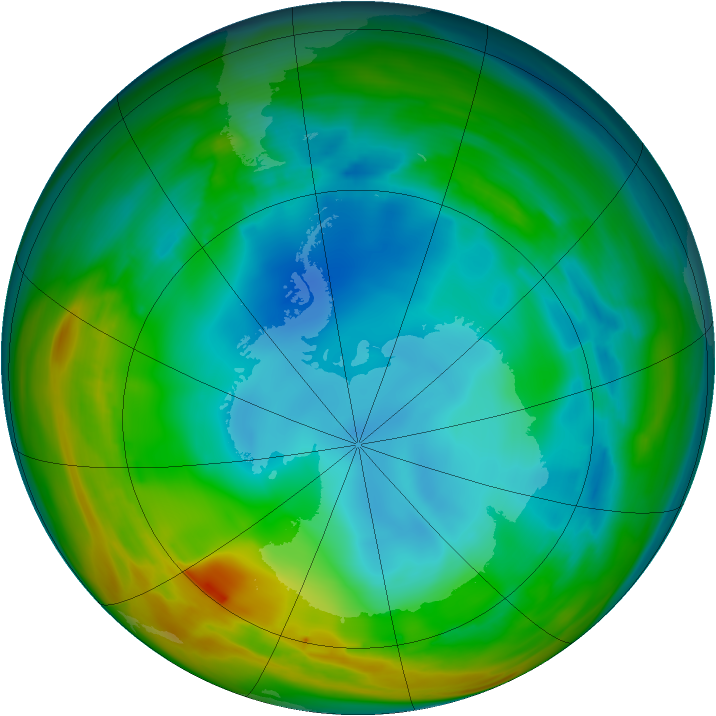 Antarctic ozone map for 20 July 2005